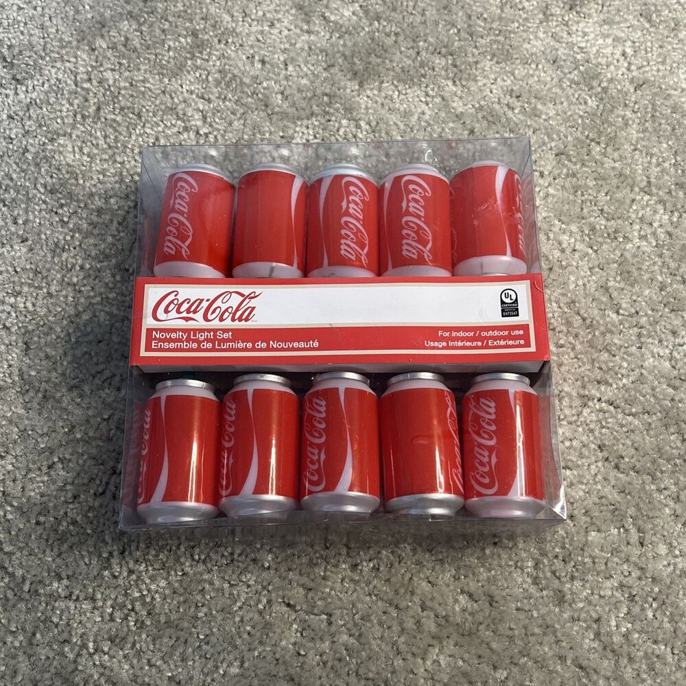 Coca Cola Coke Cans Christmas String Lights Set of 10 Kurt Adler CC0748 New